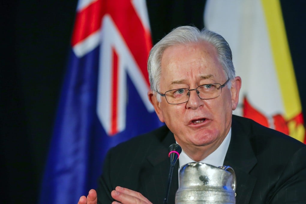 Australian Minister for Trade and Investment Andrew Robb speaks as the twelve Trans-Pacific Partnership member countries participate in the closing press conference in Atlanta. Photo: EPA