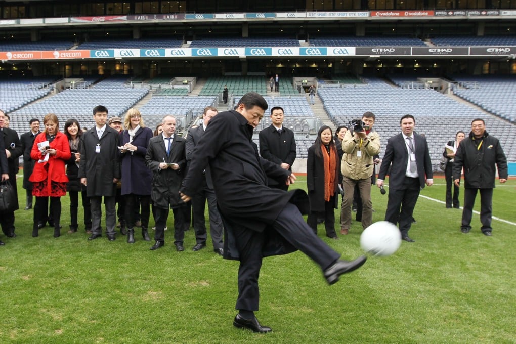 Xi Jinping showed off some of his schoolboy skills at Croke Park stadium in Dublin, Ireland in 2012 as China's vice-president. Photo: SCMP Pictures