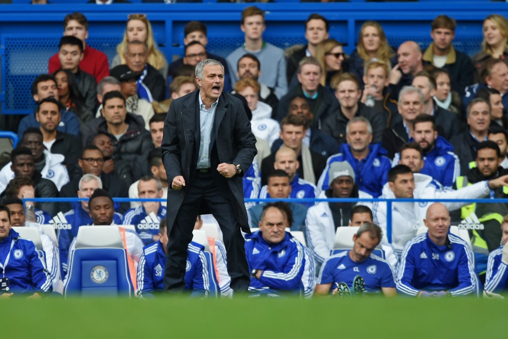 Jose Mourinho shouts instructions to his side. Photo: Reuters