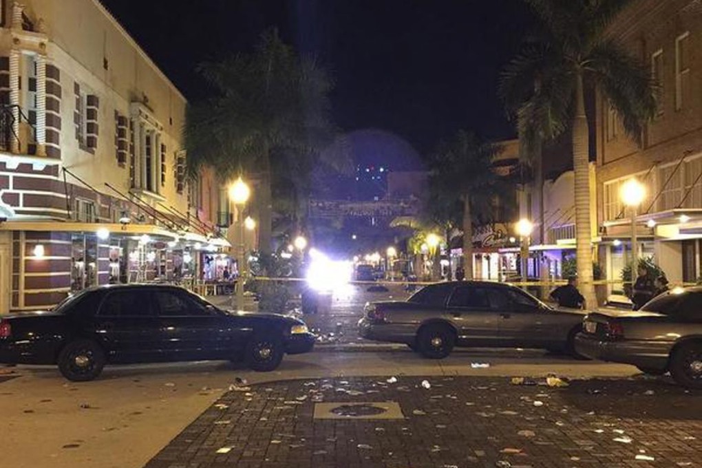 The crime scene after yje shooting in Fort Myers, Florida. An unidentified man opened fire, killing one person and injuring four others.