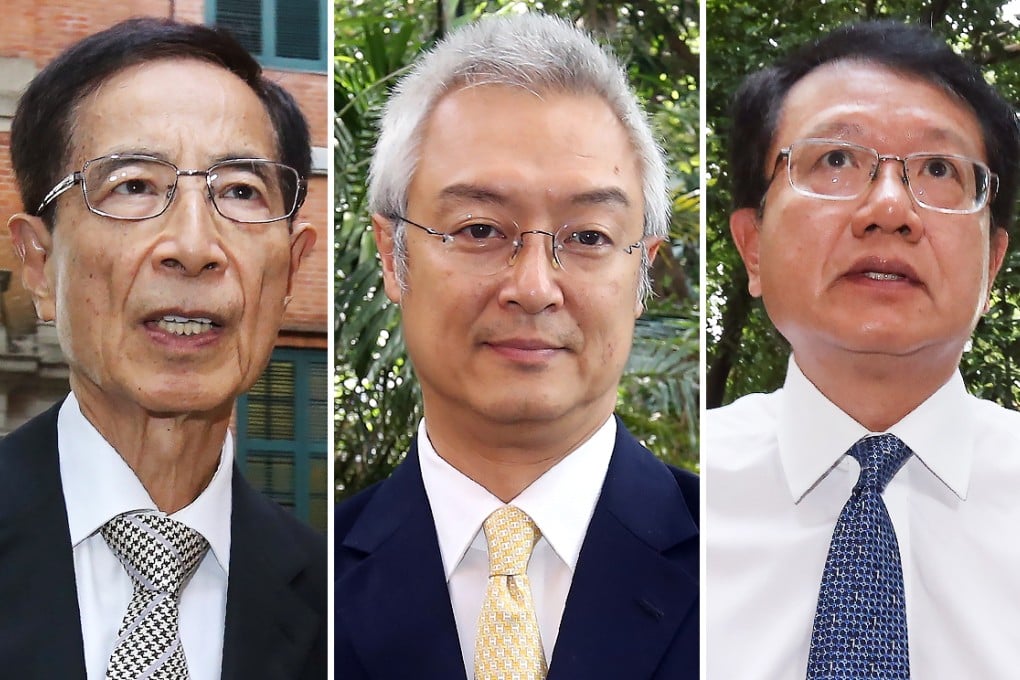 Martin Lee Chu-ming (left), speaking for three affected residents; Ambrose Ho Pui-him (centre), representing the Housing Authority and Alan Lai Nin (right), member of the independent two-man commission, arrive for its preliminary hearing on Tuesday. Photos: Dickson Lee