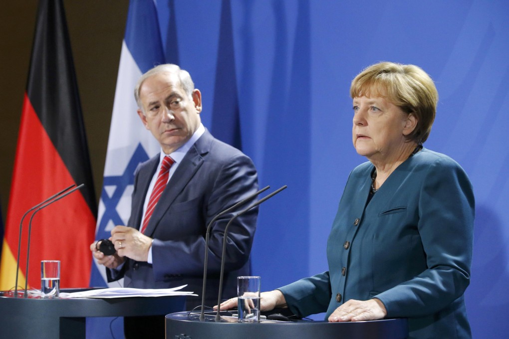 Israeli Prime Minister Benjamin Netanyahu and German Chancellor Angela Merkel meet in Berlin for a summit. Photo: AFP