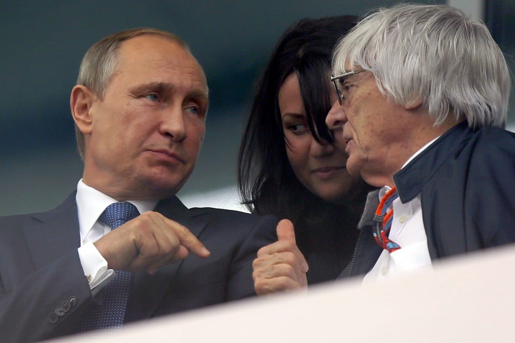 Formula One kingmaker Bernie Ecclestone was wily enough to heap praise on Russian President Vladimir Putin during the Russian Grand Prix in Sochi earlier this month. Photo: EPA