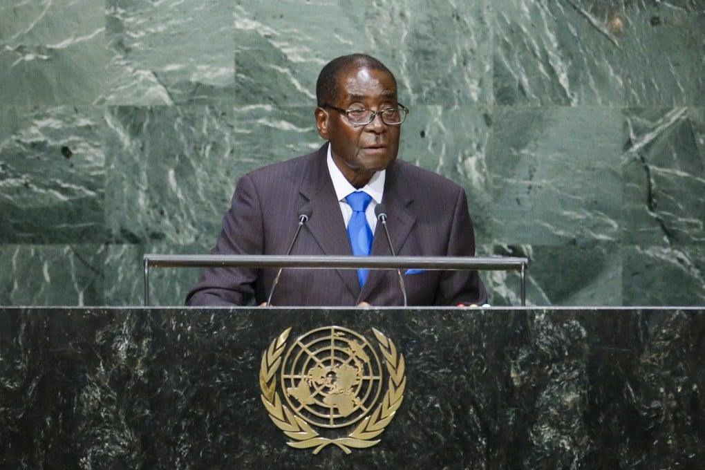 Zimbabwean President Robert Mugabe, 91, addresses the 70th General Assembly of the United Nations in New York on September 28, the same day he was awarded the Confucius Peace Prize in Beijing. Photo: Reuters