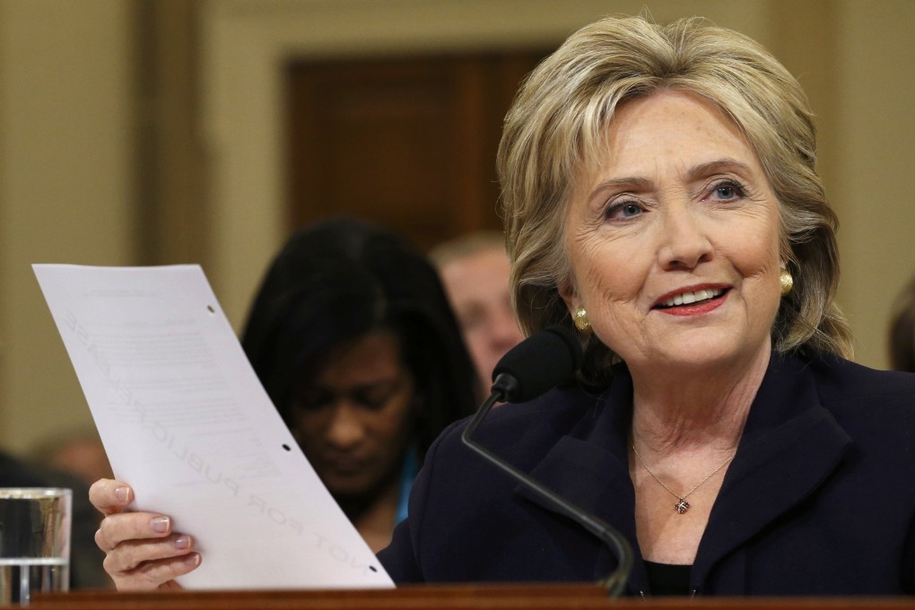 Democratic presidential candidate Hillary Clinton testifies before the House Select Committee on Benghazi. Photo: Reuters