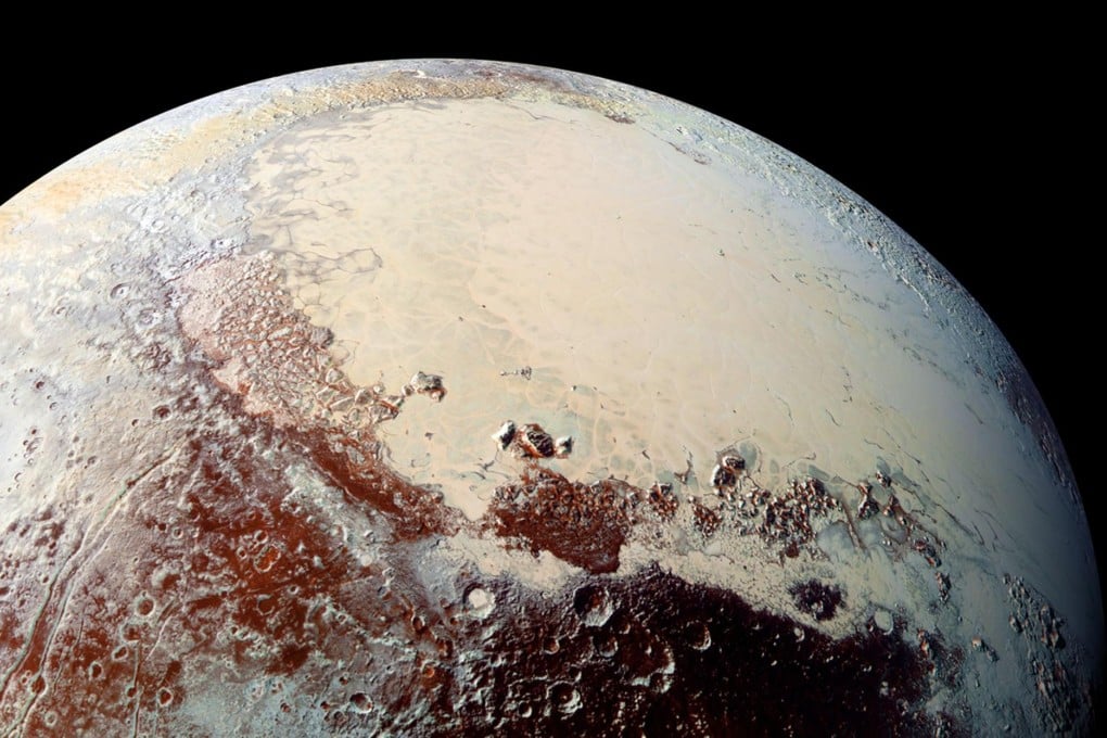 A New Horizons image of Pluto showing Sputnik Planum, a plain of frozen nitrogen.Photo: AFP