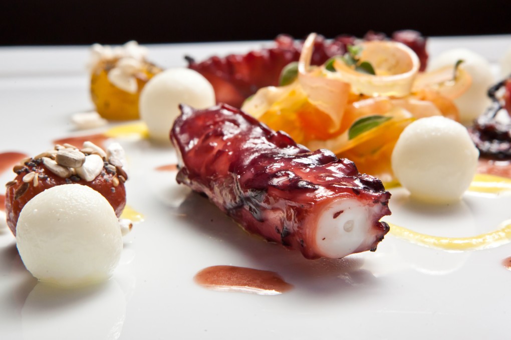 Alto 88's octopus and buffalo mozzarella sphere.