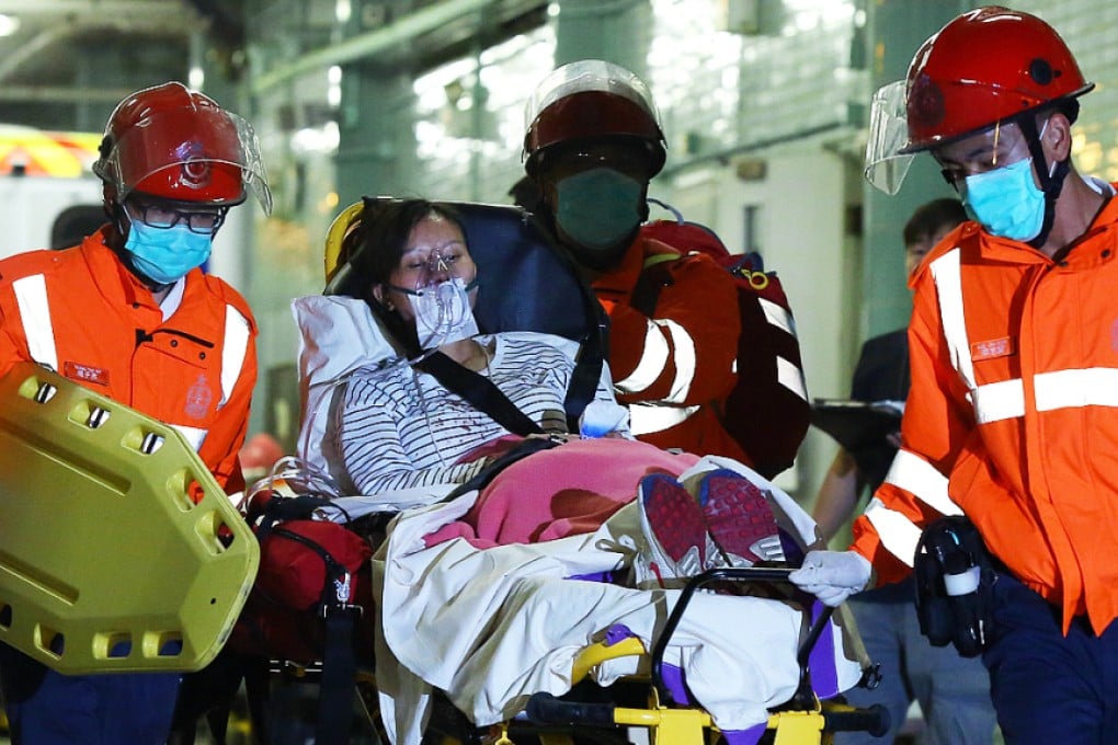 Police received a call about the accident at 7pm. They are now working to rescue the 174 passenger and crew on board. Photos: Edmond So