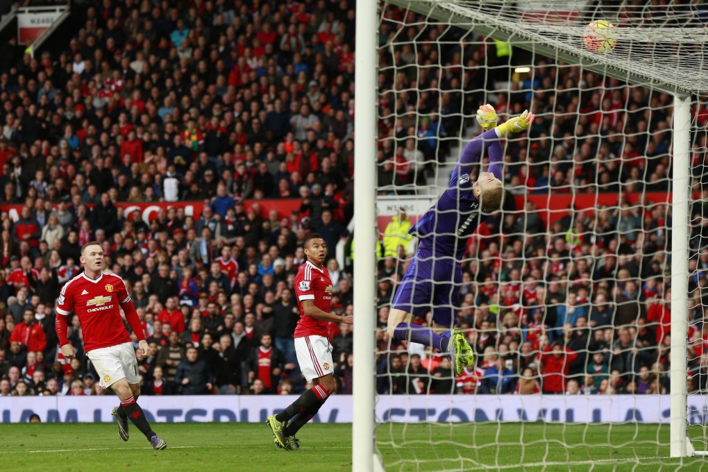 Manchester United's Jesse Lingard hits the bar - one of the few exciting moments in the first scoreless Manchester derby in five years. Photo: Reuters