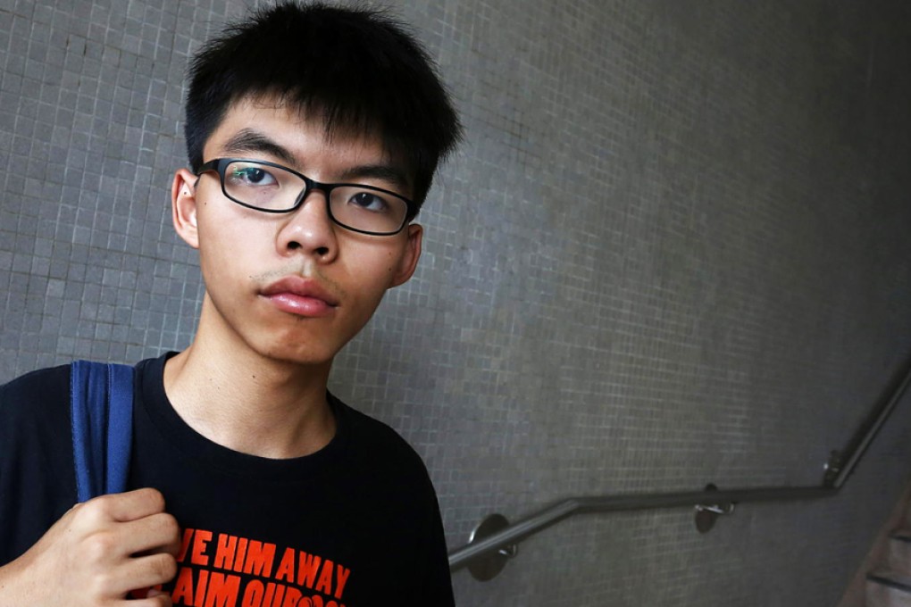Activist Joshua Wong was at the receiving end of the egg assault. Photo: Jonathan Wong