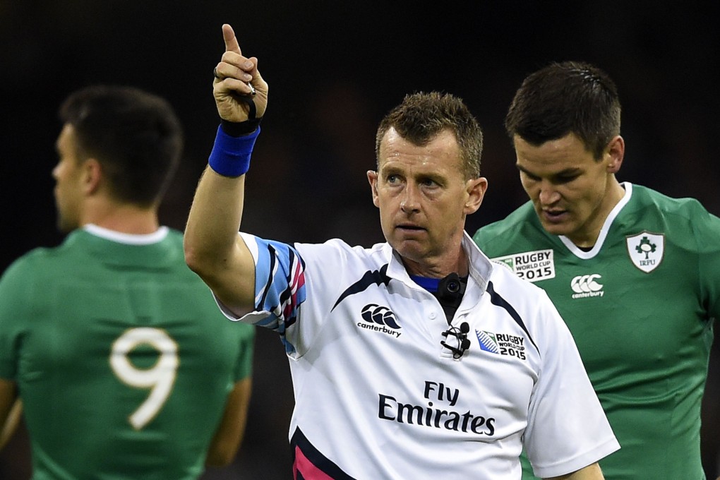 Nigel Owens calls the shots in the Ireland v France pool match. Photo: AFP