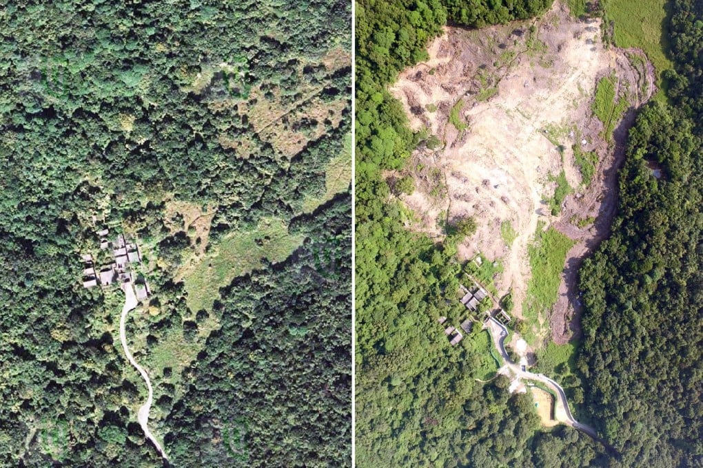 Wong Chuk Yeung – lushly vegetated two to three years ago (left) but now exposed. Photos: SCMP Pictures