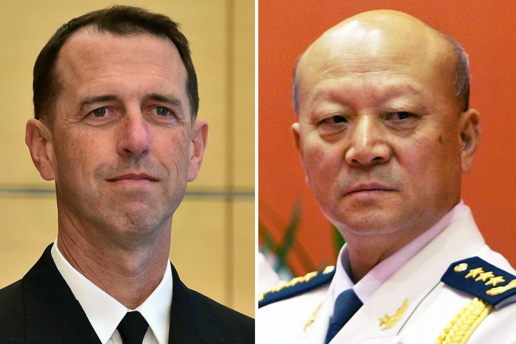 Admirals John Richardson (left) and Wu Shengli talked last night. Photos: AFP, Reuters