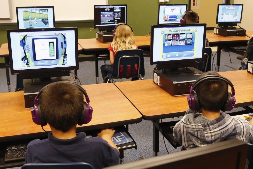 Primary school students in a computer lab in Oklahoma City. In the US, testing affects even the youngest students, with the average pre-kindergarten class giving 4.1 standardised tests. Photo: AP