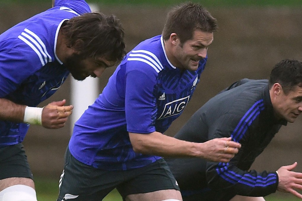 Final workout (from left): All Blacks Sam Whitelock, Richie McCaw and Dan Carter go through their paces at a training session. Photos: AFP