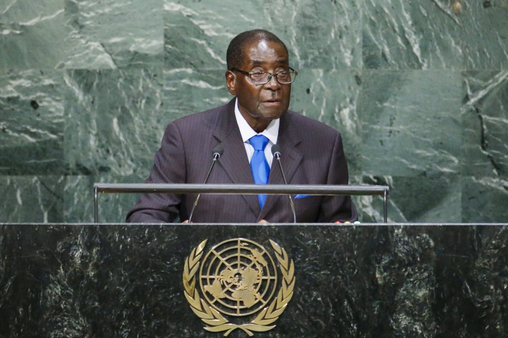 Zimbabwean President Robert Mugabe, 91, addresses the 70th General Assembly of the United Nations in New York on September 28, the same day he was awarded the Confucius Peace Prize in Beijing. Photo: Reuters