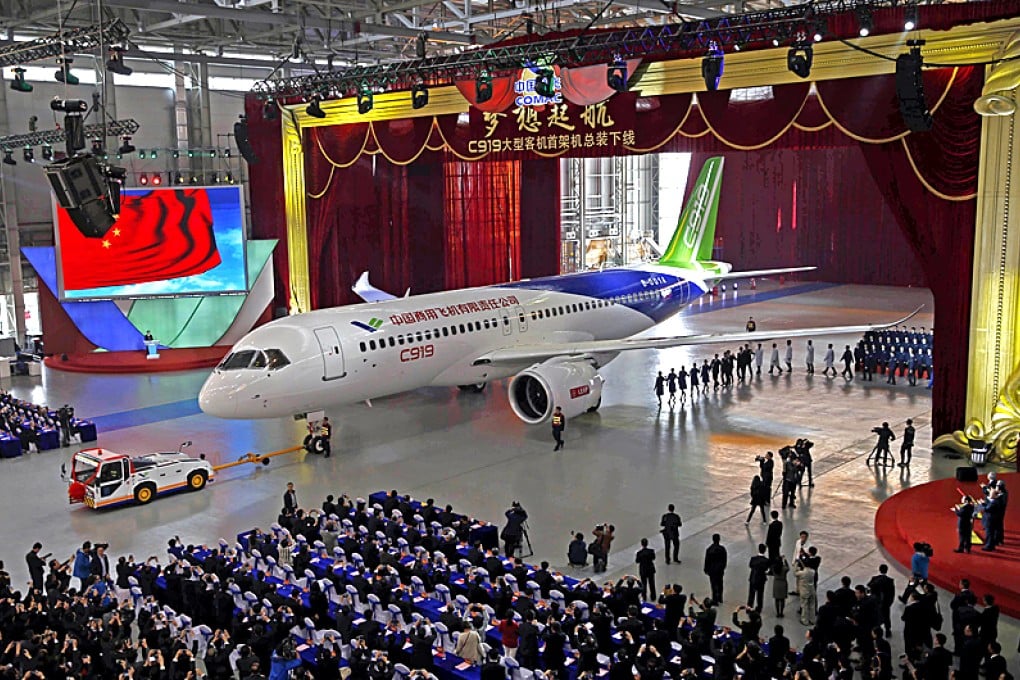 The C919, a twin-engine 158-seater, is the fruit of a Chinese government initiative to compete in the market for large passenger jetliners. Photo: EPA