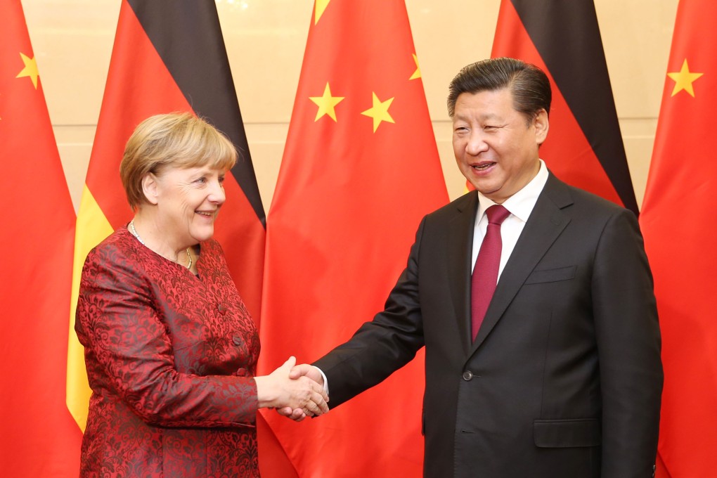 Chinese President Xi Jinping meets with German Chancellor Angela Merkel in Beijing. Photo: Xinhua