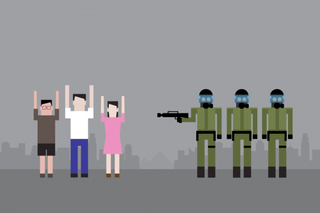 A scene from DDED's flash animation <em>Anti-riot Citizens vs Brutal Police</em>