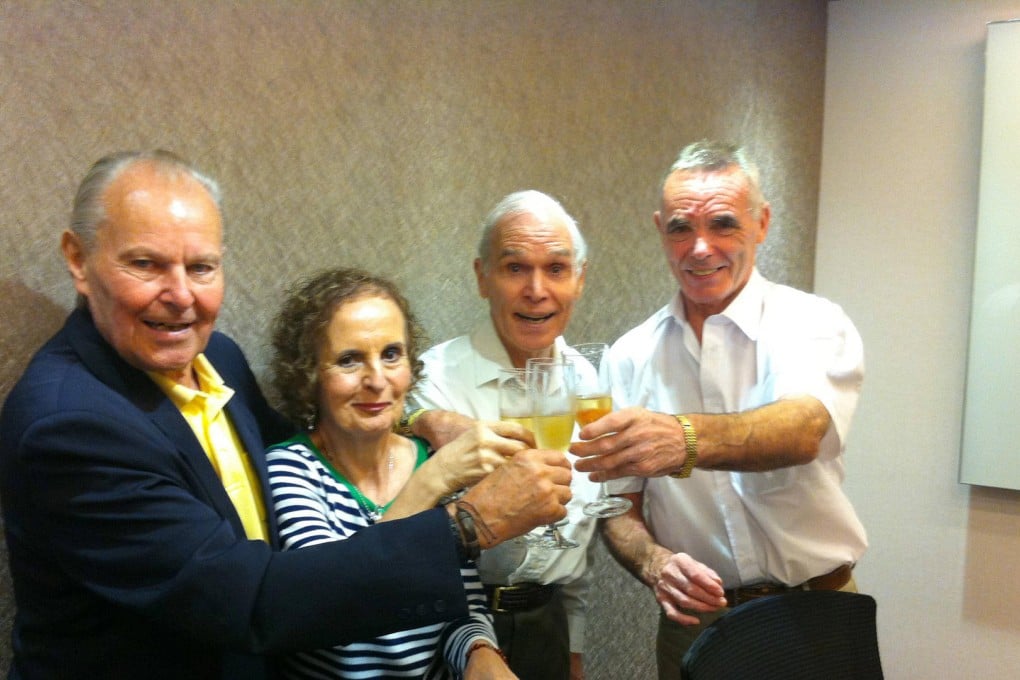 From left: Jorg Ulitzka, Celia Eberhard, Hendrikus Teutscher and Brendan Toner celebrate their freedom. Photo: Lana Lam