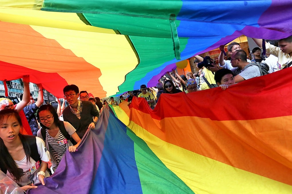Hong Kong's streets were coloured by rainbow flags as protesters marched in the city's annual gay pride parade this Saturday. Photo: Jonathan Wong