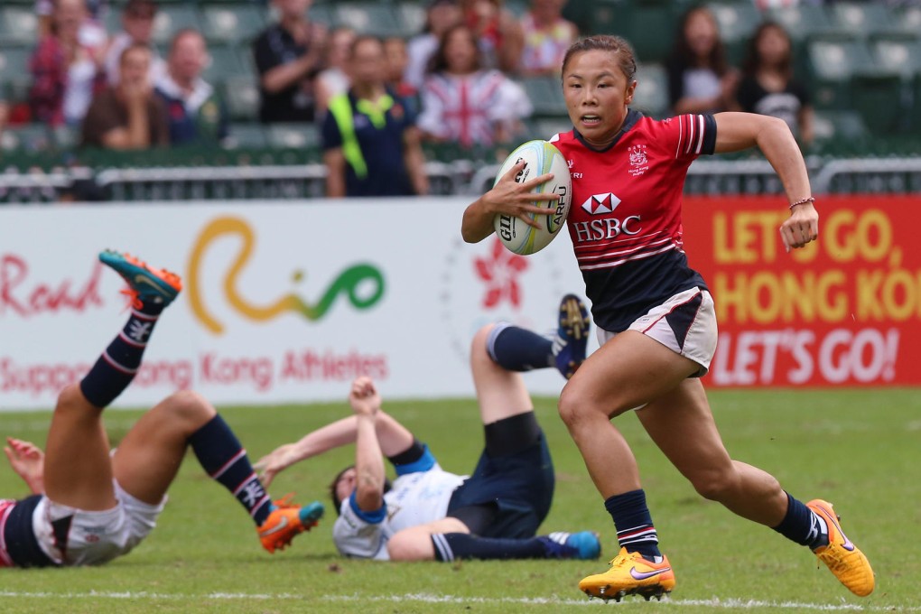 Hong Kong's Nam Ka-man sprints away in the group clash against Kazakhstan. The Kazakhs ran out 20-12 winners, meaning Hong Kong were left to fight for third-place honours later in the day when they beat China 12-7. Photos: KY Cheng/SCMP