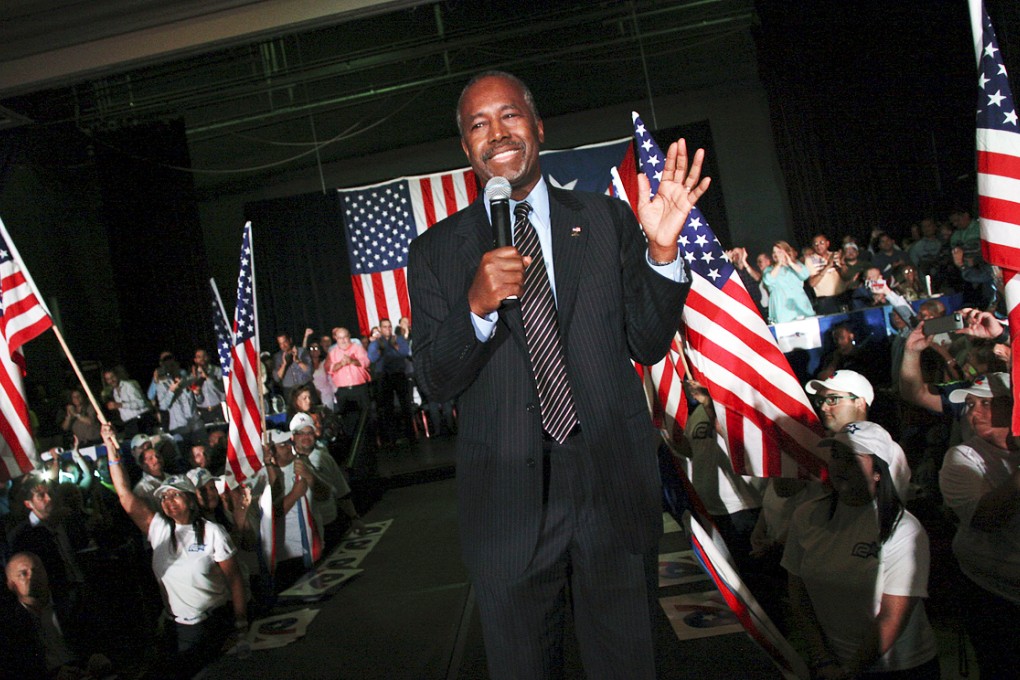 US Republican presidential candidate Ben Carson gives a speech in Fajardo, Puerto Rico, on Saturday. Photo: Reuters