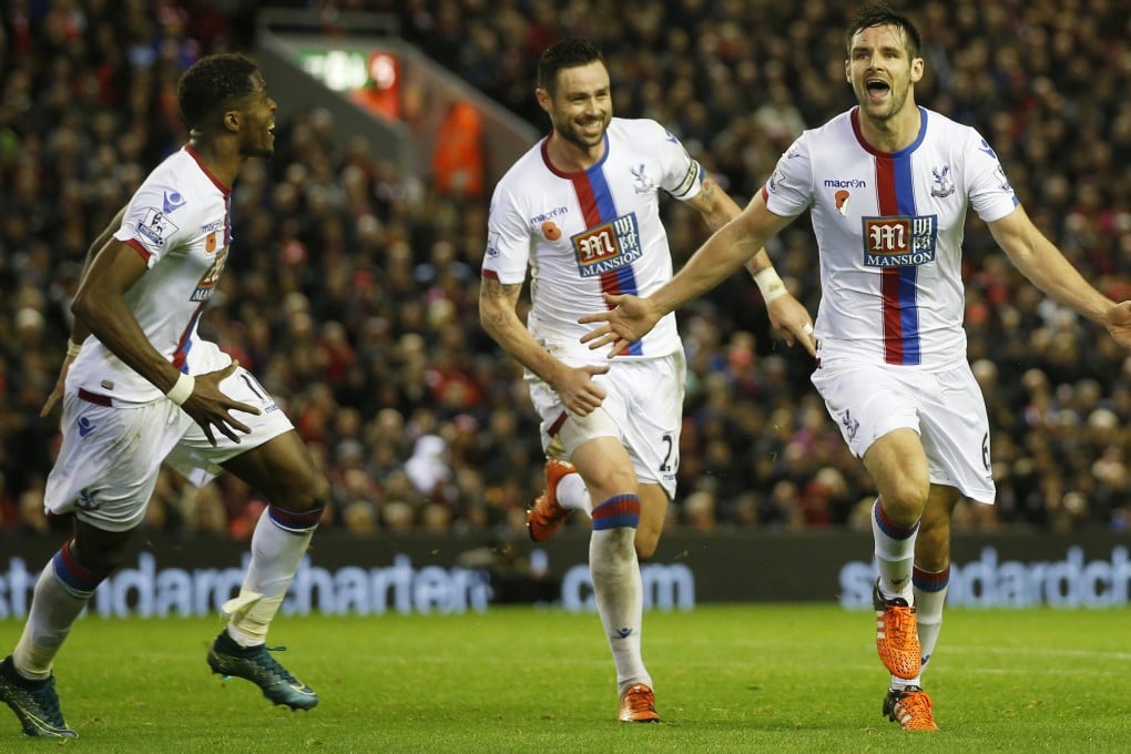 Crystal Palace's Scott Dann celebrates scoring the winning goal with eight minutes remaining. Photo: Reuters