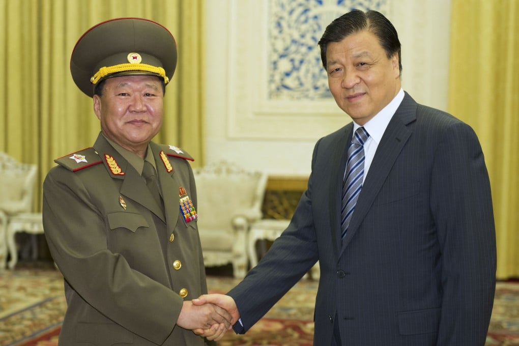 North Korean envoy Choe Ryong-hae meets Liu Yunshan, Politburo Standing Committee member and China's fifth most senior official, in 2013. Photo: Xinhua