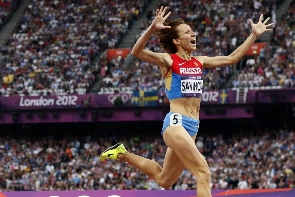 Russia's Mariya Savinova wins gold in the women's 800 metres at the 2012 London Olympics. Savinova is one of five Russian athletes who should be banned for life, the independent commission recommends. Photo: AP