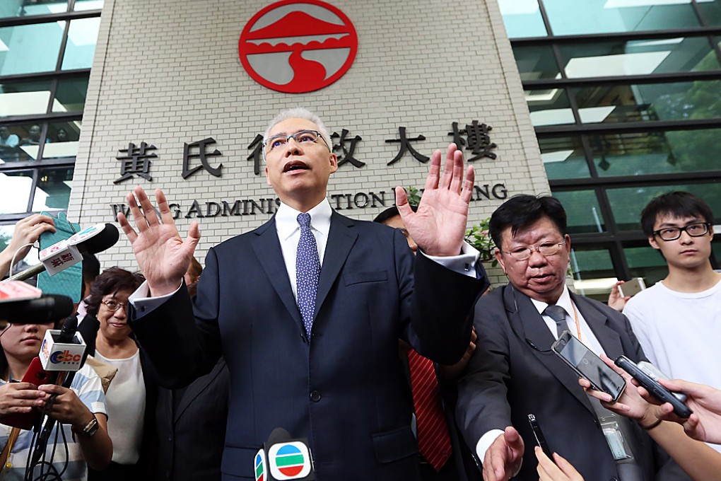 Lingnan University staged a protest against the CY Leung's appointment of five new council members. Photo: Nora Tam