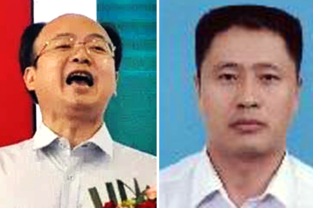 Xie Mingyang (left), the principal of Liuzhou City Vocational College, told boys to write poetry and buy gifts for girls if they wanted to to impress them, Thepaper.cn reported. Liuzhou-based official Zhang Zhanliang (right), was demoted after he hugged women without their consent at a dinner where alcohol was being served. Photos: SCMP Pictures