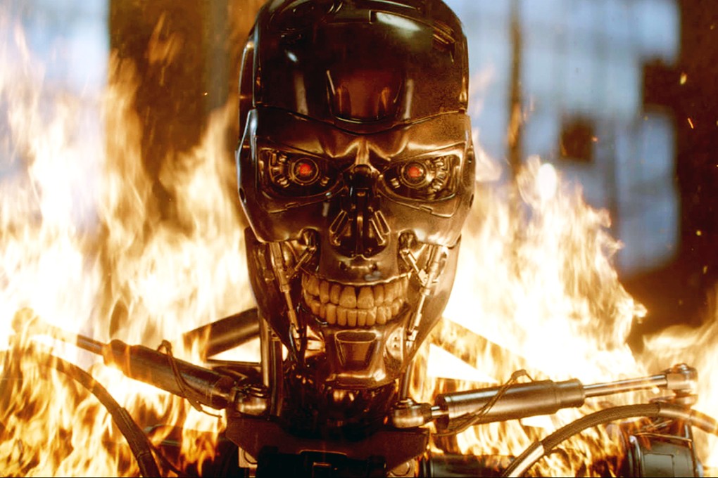 A still from the movie Terminator: Genisys. Alphabet’s Eric Schmidt said even kitchen-cleaning robots are a long way off, and that tools to boost AI now centre on internet-based services and information that helps make users smarter. Photo: SCMP Pictures