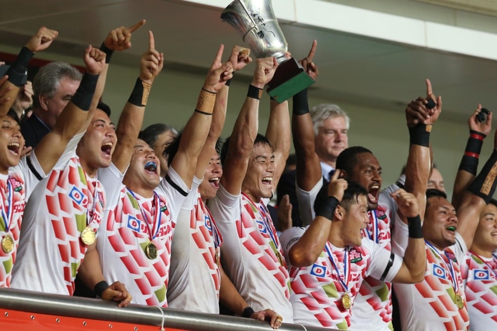 Japanese rugby is on a high following their win in the Asian Olympic qualifiers (above) and strong performance at the Rugby World Cup, but NZR boss Steve Tew downplayed the Brave Blossoms’ readiness to join the Rugby Championship. Photo: KY Cheng/SCMP