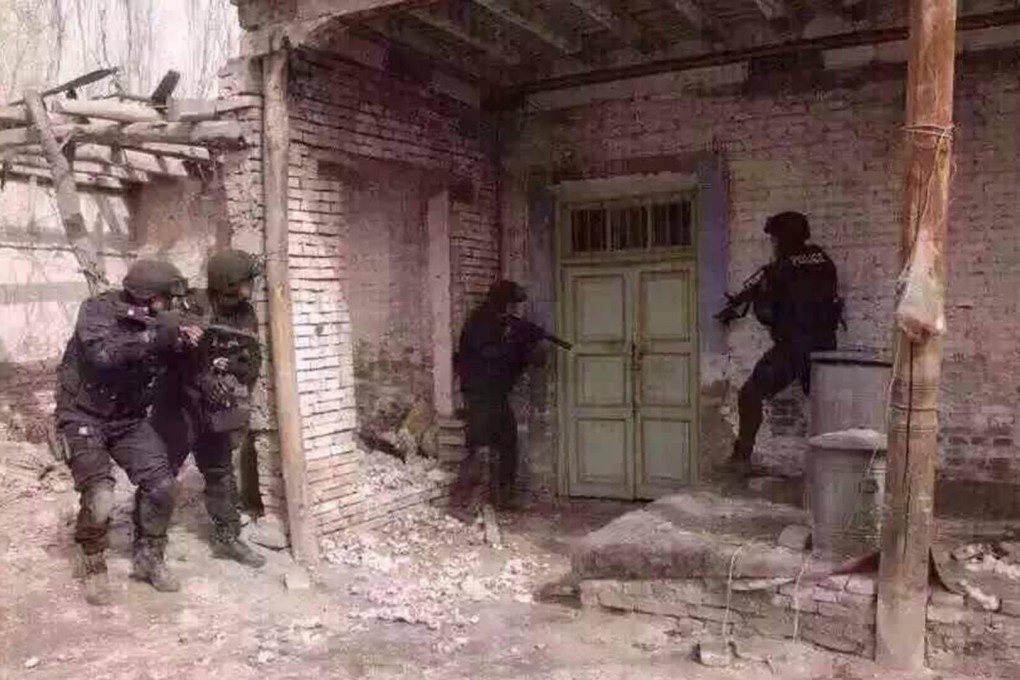 Xinjiang police mount a raid in Xinjiang. Photo: SMP Pictures