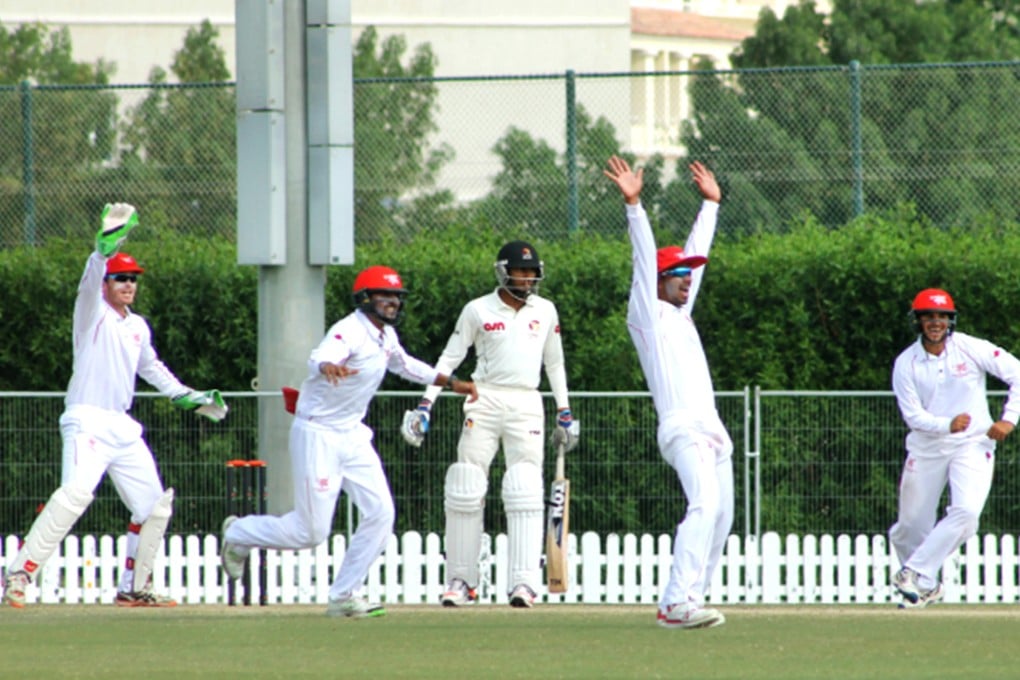 Hong Kong players celebrated their first first-class win against UAE in Abu Dhabi. Photos: SCMP Pictures