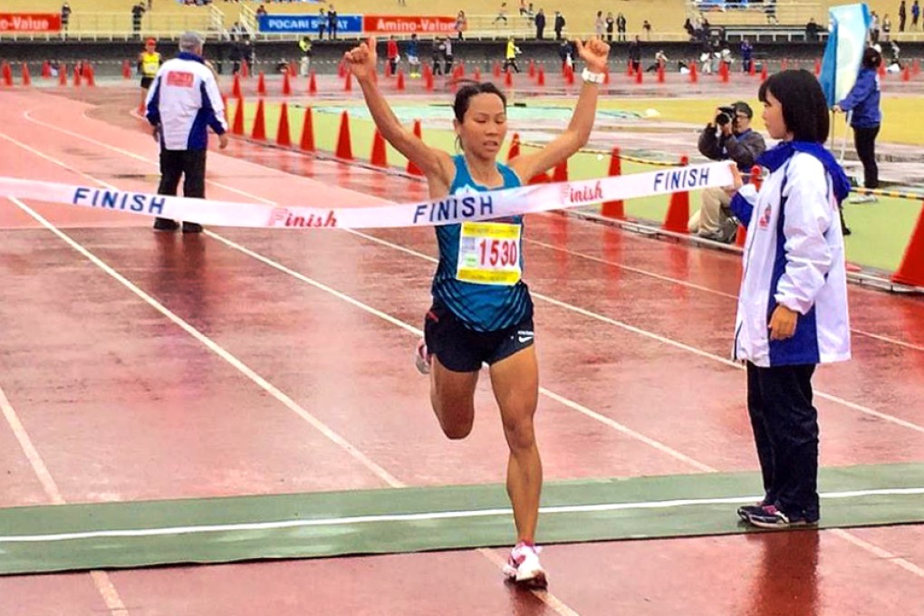 Christy Yiu Kit-ching wins the Ageo City Half-marathon, finishing  10 minutes in front of the second-placed Japanese runner. Photo: Hong Kong Amateur Athletic Association