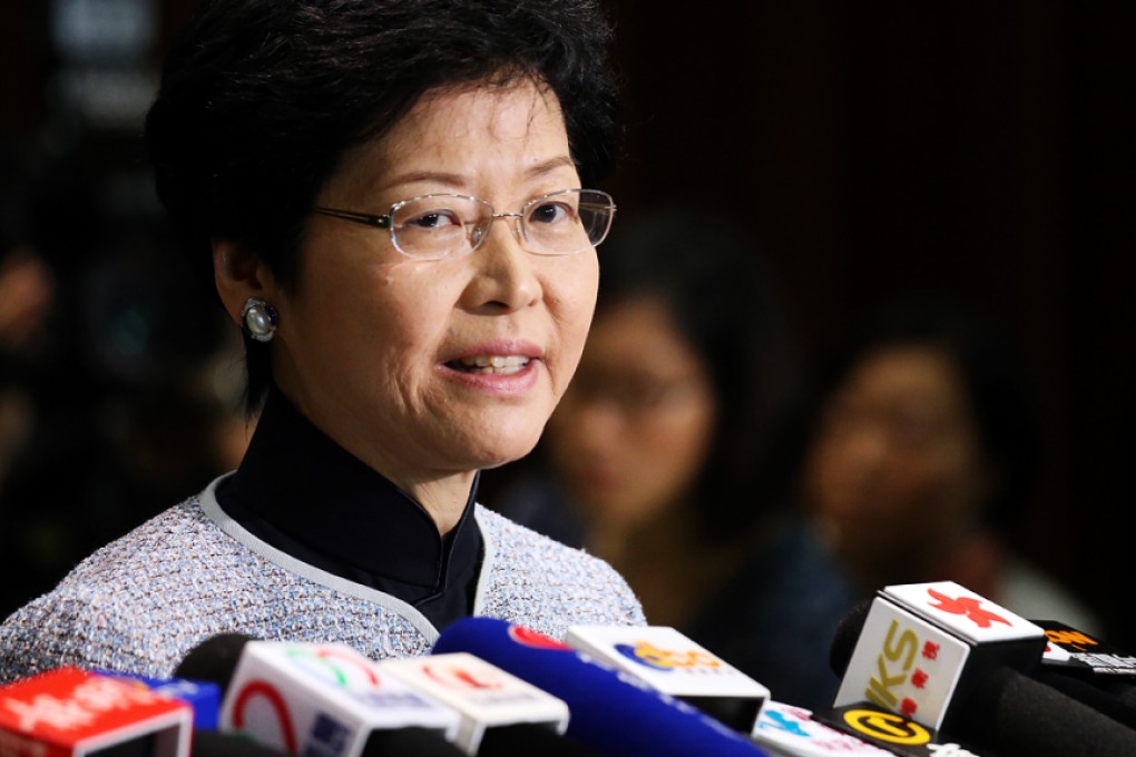 Carrie Lam expressed hope for a great effort from Hong Kong’s football team tonight against China. Photo: David Wong