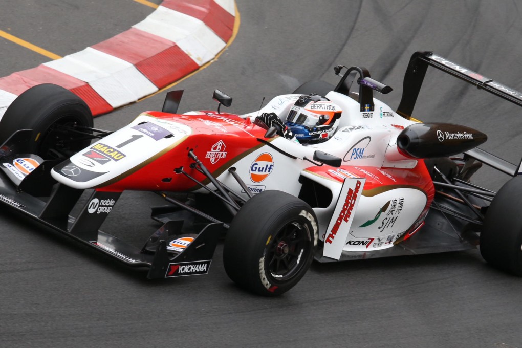 Felix Rosenqvist negotiates a bend on the 6.2km Guia street circuit during action-packed F3 qualifying, where he is lucky to have missed a five-car pile-up. Photo: Nora Tam