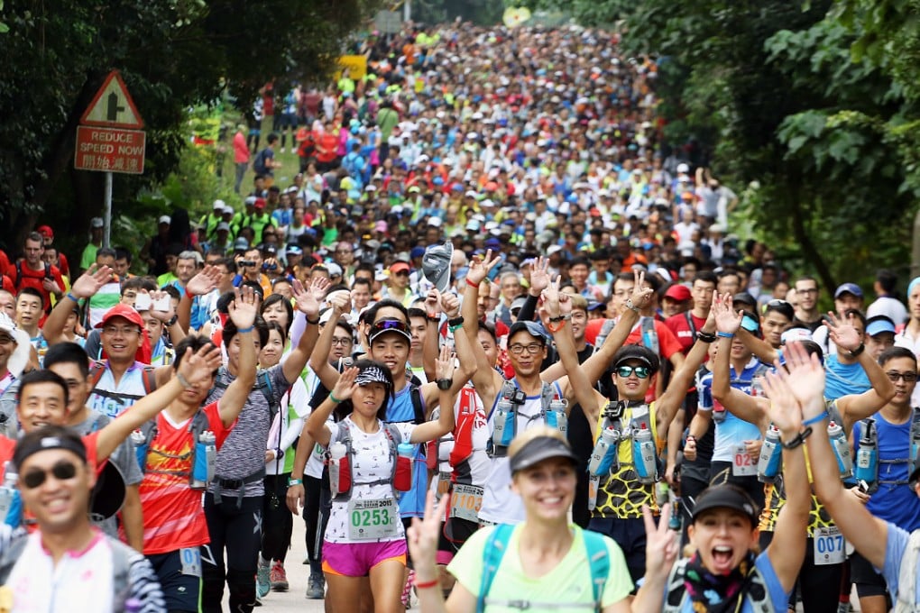 Participants get ready ahead of the start of the Oxfam Trailwalker 2015 at Pak Tam Chung in Sai Kung. Photo: Felix Wong