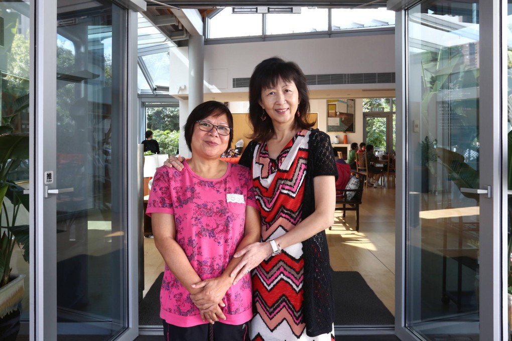 Cancer patient Chan Wai-yue (left) with the head of Maggie's Cancer Caring Centre, Helen Lui, at the Tuen Mun facility. Photo: Jonathan Wong