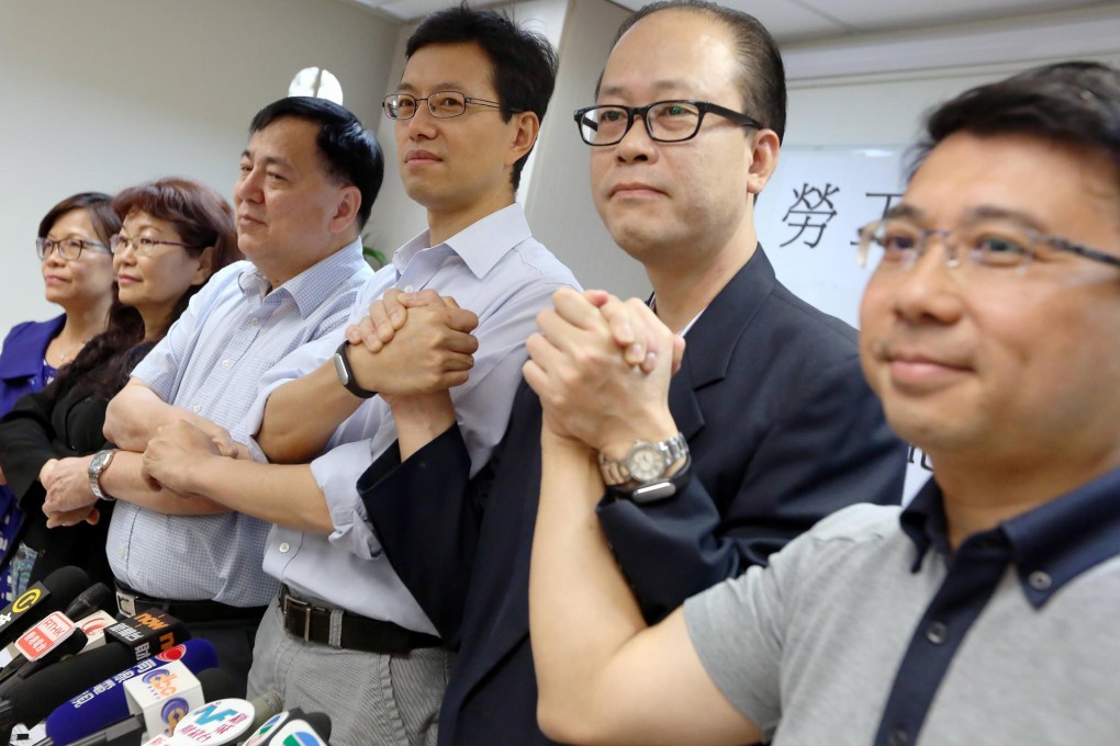 The six employee representatives who walked out.Photo: Nora Tam