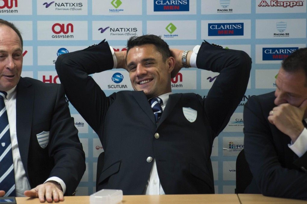 New Zealand fly-half Dan Carter looks relaxed as he meets the press at Racing 92's training centre southwest of Paris. Photo: AFP