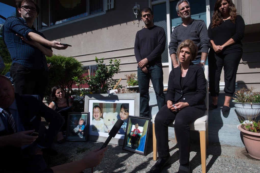 Tima Kurdi speaks outside her British Columbia home. Photo: AP