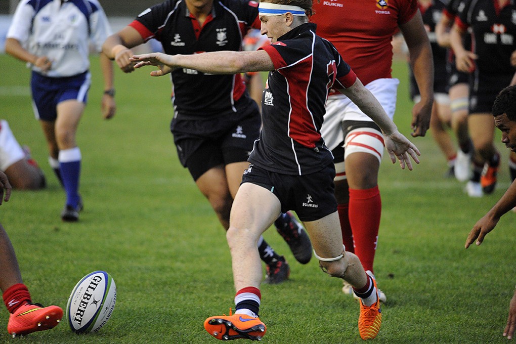 Fly-half Hugo Stiles has been successful on 14 of 15 kicks so far for Hong Kong at the Asia Rugby U19 Championship in Singapore. Photo: HKRU