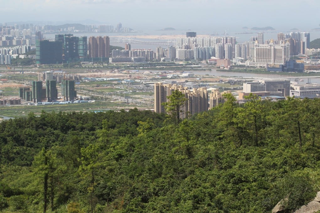 Zhuhai pictured at the front, with Macau just behind it, the middle line of the Canal Dos Patos at the gambling city's northern border will be the new administrative boundary. Photo: K. Y. Cheng