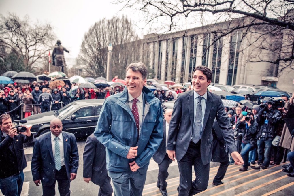 Canadian Prime Minister Justin Trudeau (right) with Vancouver Mayor Gregor Robertson, during Trudeau's visit to City Hall this month. Photo: Vancouver Mayor's Office