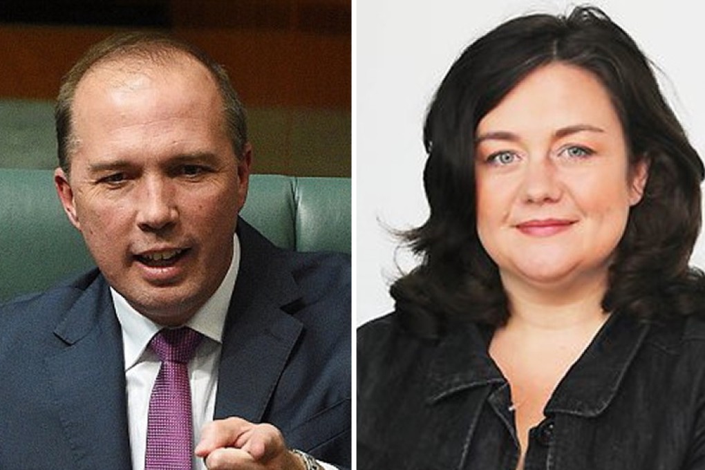 Australian Immigration Minister Peter Dutton and journalist Samantha Maiden, whom he branded a "mad ****ing witch" in a text intended for a colleague - but sent to Maiden by mistake. Photos: AP/News Corp