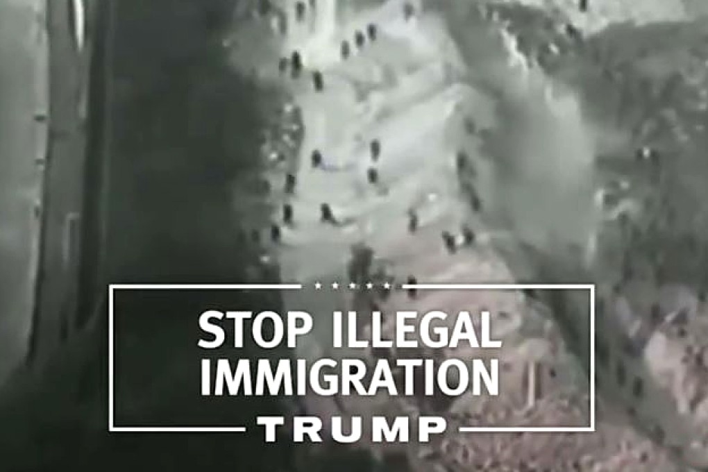 A scene from the first TV ad for Donald Trump's presidential campaign includes this scene of migrants rushing into Spain, as the narrator describes how Trump would "stop illegal immigration by building a wall on our southern border". Photo: YouTube/Donald J Trump For President