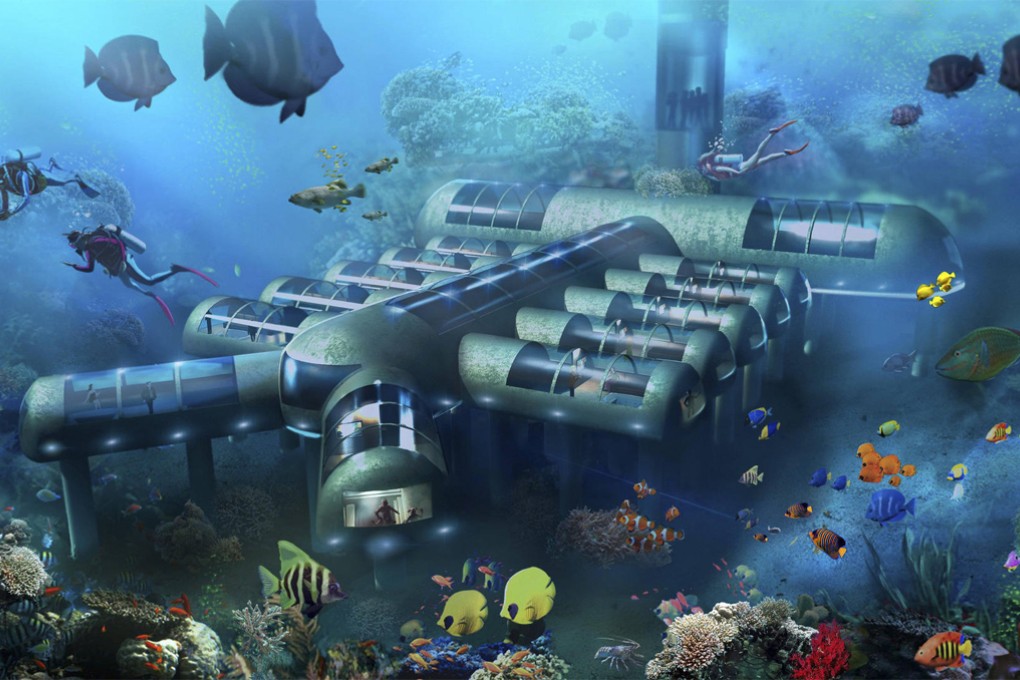 An artists impression of The Planet Ocean Underwater Hotel